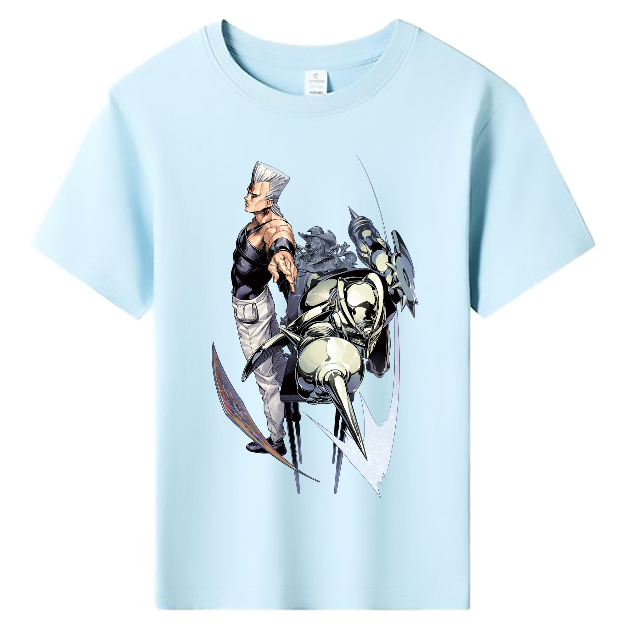 （画像用） ジョジョの奇妙な冒険 ジャン＝ピエール?ポルナレフ JoJo's Bizarre Adventure Jan Pierre Polnareff 綿100％キッズTシャツ（フロントプリント）